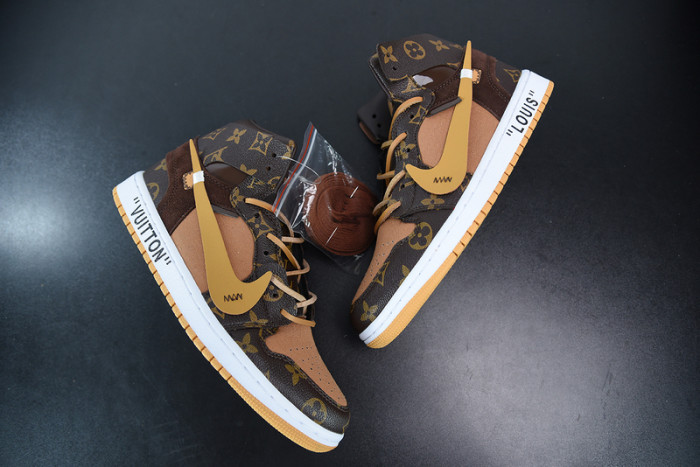 air jordan 1 x off L**is aj1 ow brown orange aq0818-158