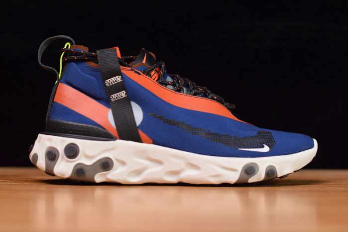 nike react runner mid wr ispa blue void team orange at3143-400