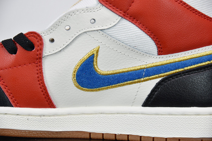 air jordan 1 mid sail red black blue dc1426-100