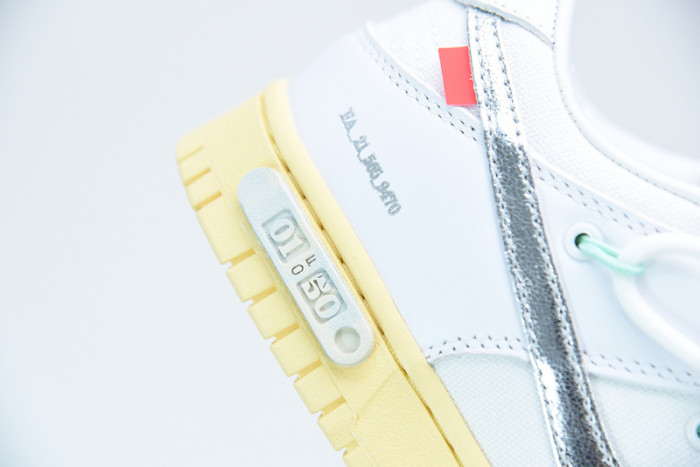 off white nike dunk low 01 of 50 ow white metallic silver dm1602-127