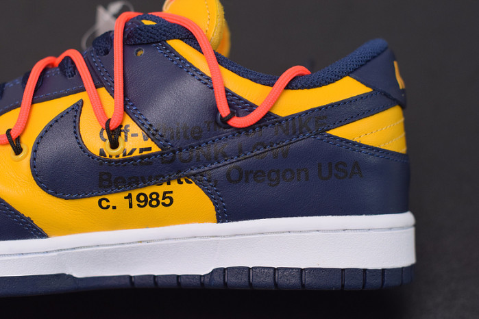 nike dunk low off-white university gold midnight navy ct0856-700