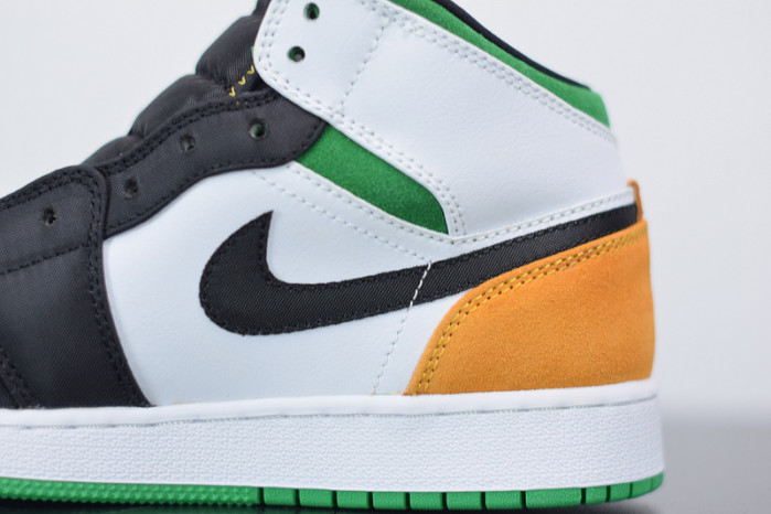 air jordan 1 mid se white laser orange lucky green (gs) bq6931-101