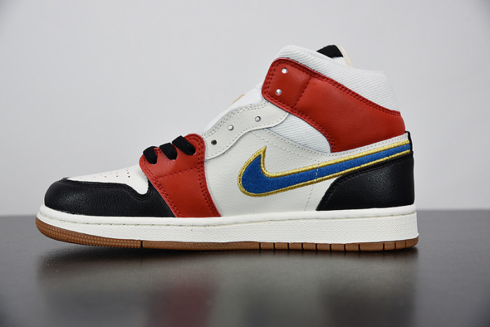 air jordan 1 mid sail red black blue dc1426-100