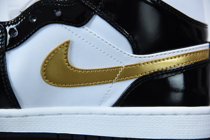 air jordan 1 mid patent black white gold 852542-007