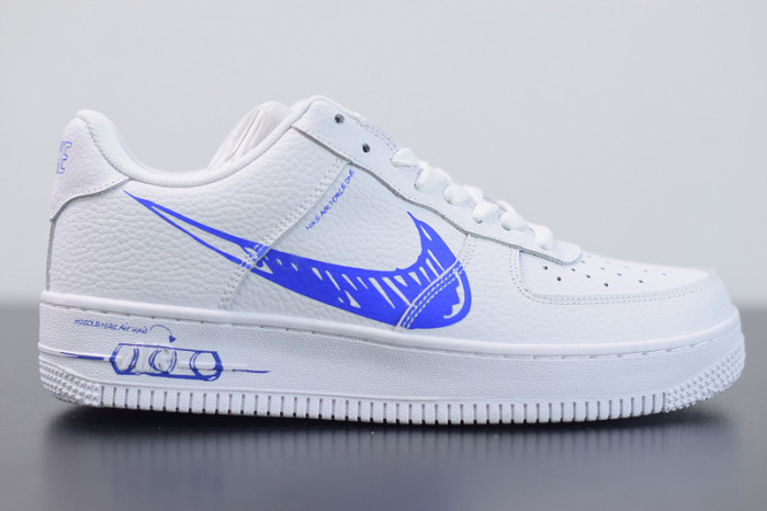 nike air force 1 low sketch white royal cw7581-100