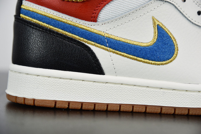 air jordan 1 mid sail red black blue dc1426-100