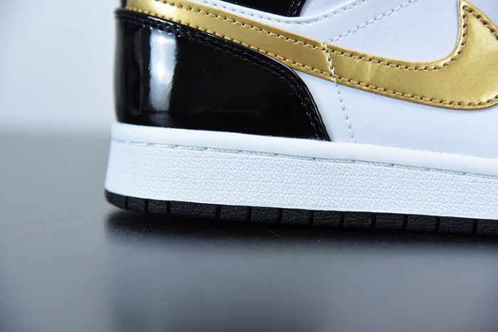 air jordan 1 mid patent black white gold 852542-007