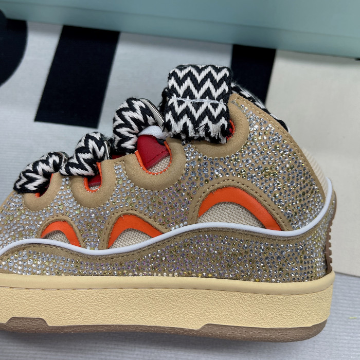 lanvin leather curb brown orange