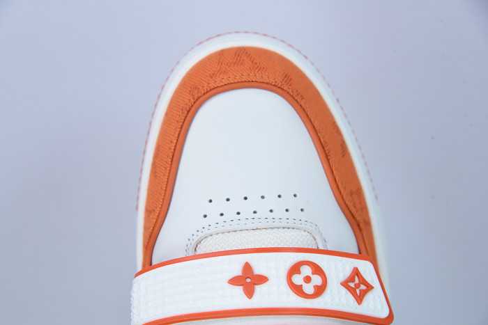 lv sneakers trainer monogram denim orange