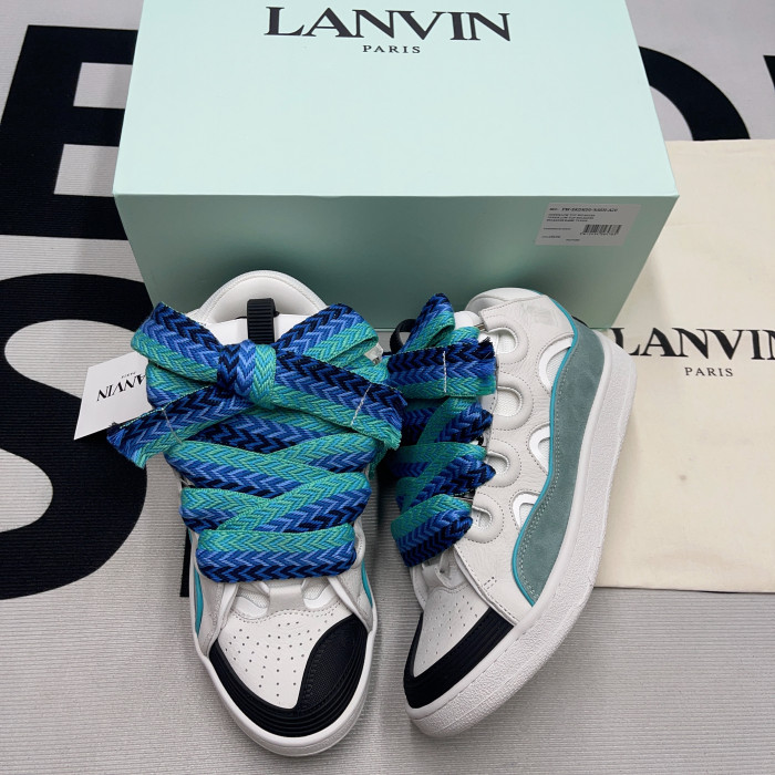 lanvin leather curb white blue