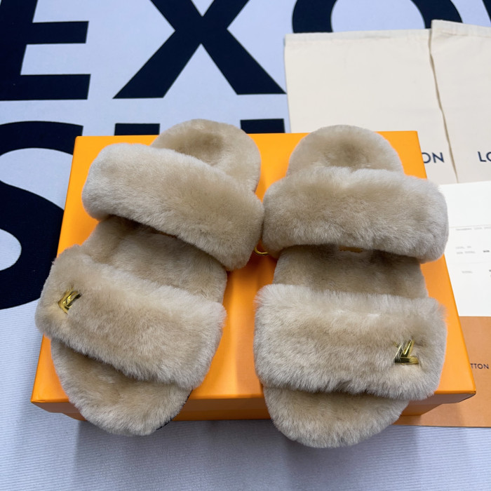lv slide lady women slippers brown