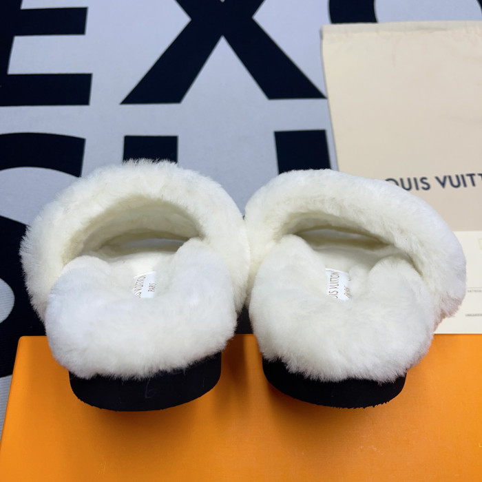 lv slide lady women slippers white